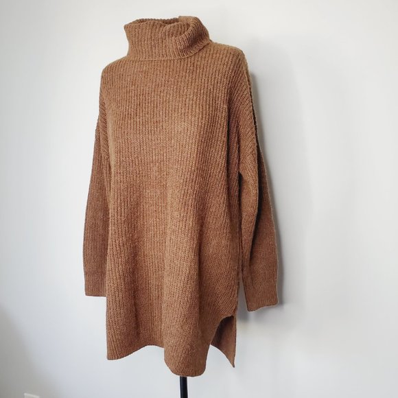 Storm & Marie Sweater Oversized Scandinavian Alpaca Wool Turtleneck Brown S - Picture 3 of 12
